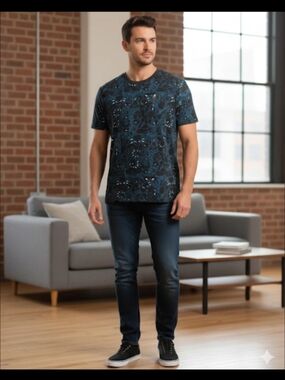 Men's Marvel Black Panther All Over Design Graphic Tee